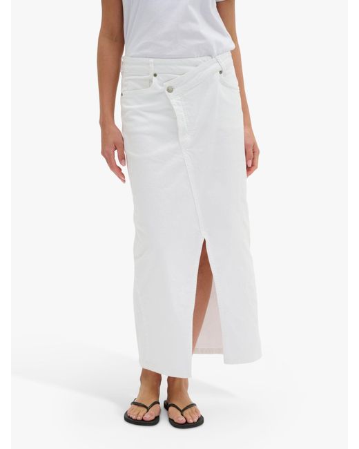 My Essential Wardrobe White Tempa Wrap Denim Midi Skirt