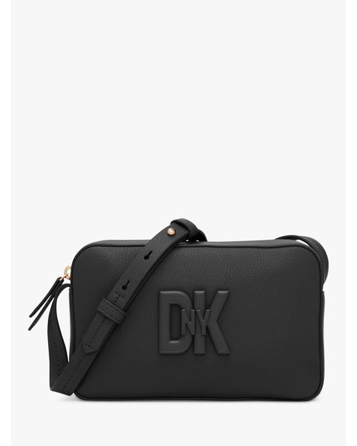 DKNY Black Seventh Avenue Leather Camera Cross Body Bag