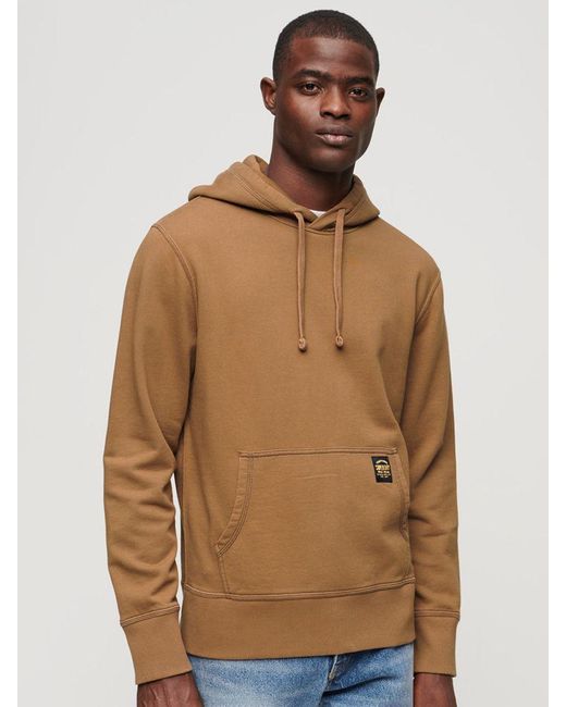 Superdry Brown Contrast Stitch Relaxed Overhead Hoodie for men