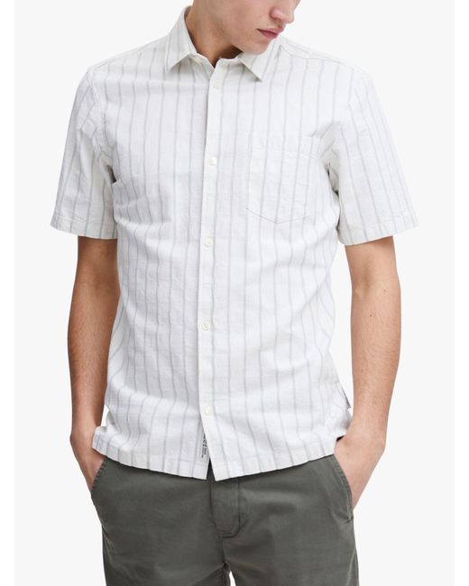 Casual Friday White Anton Short Sleeve Striped Shirt for men