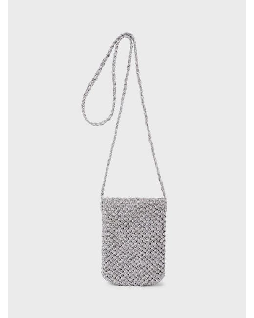Gerard Darel White Rosie Textured Fabric Crossbody Bag