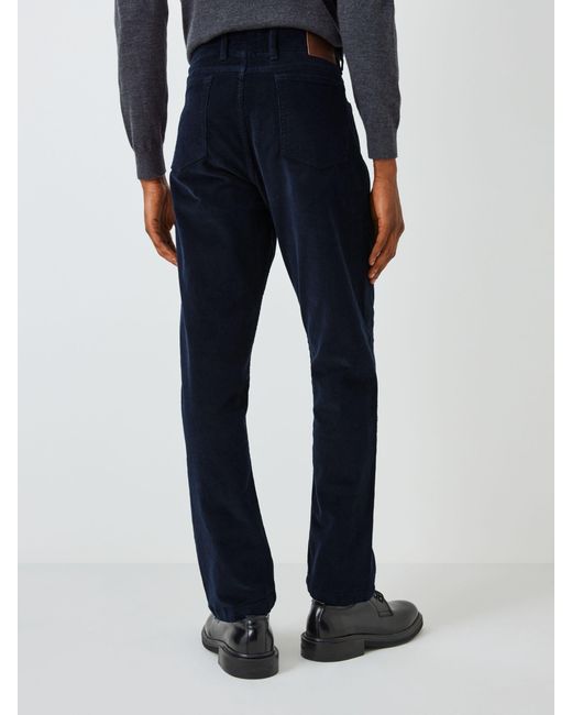 John Lewis Blue Cotton Stretch Needle Cord Trousers for men