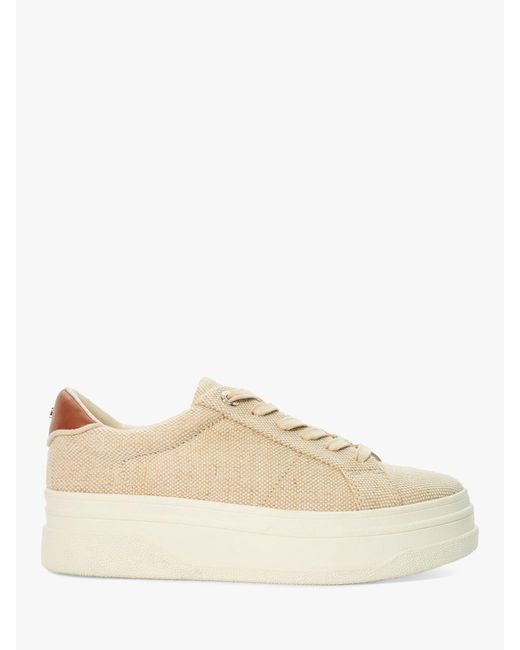 Dune Natural Exaggerate Canvas Flatform Trainers
