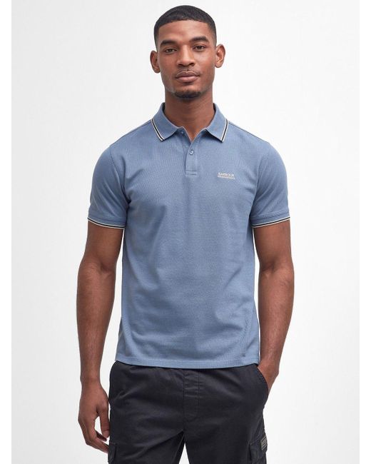 Barbour Blue International Rider Tipped Polo Shirt for men