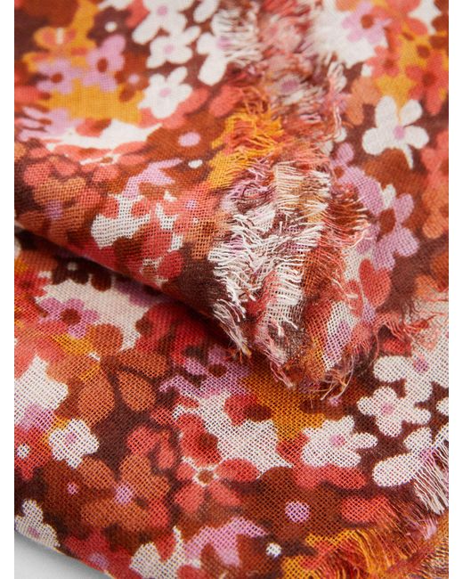 Mango Red Florence Floral Print Scarf