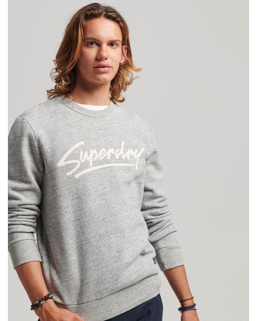 Superdry Vintage Downtown Script Crew Sweatshirt in Grey for Men | Lyst UK