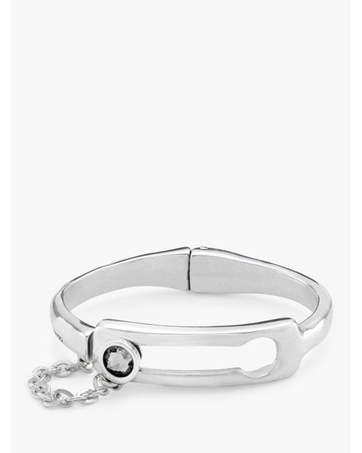 Uno De 50 White Independent Crystal And Chain Detail Bangle