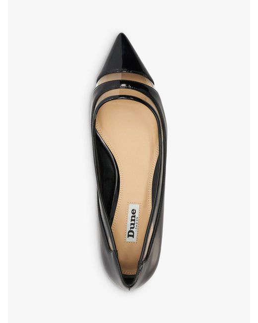 Dune Black Hepburn Vinyl Panel Patent Pointed Toe Court Shoes