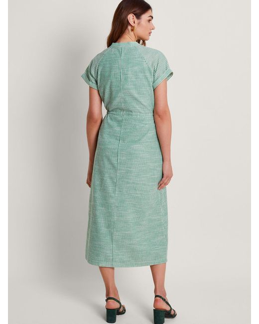 Monsoon Green Athena Stripe Midi Dress