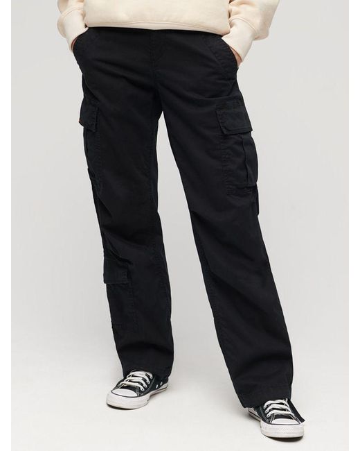 Superdry Blue Low Rise Straight Cargo Trousers