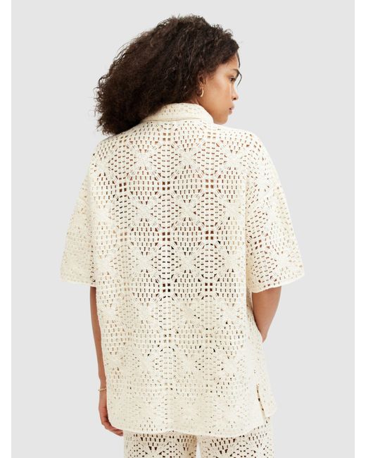 AllSaints White Milly Crochet Shirt