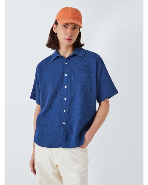 La Paz Blue Grandpa Baggy Short Sleeve Shirt for men