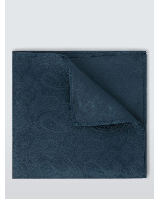 John Lewis Blue Silk Paisley Pocket Square for men