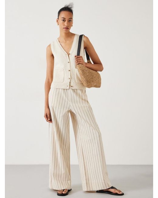 Hush Natural Elissia Striped Wide Leg Trousers
