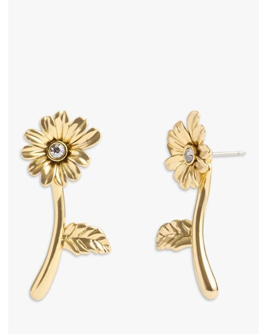 COACH Metallic Daisy Floral Stud Earrings