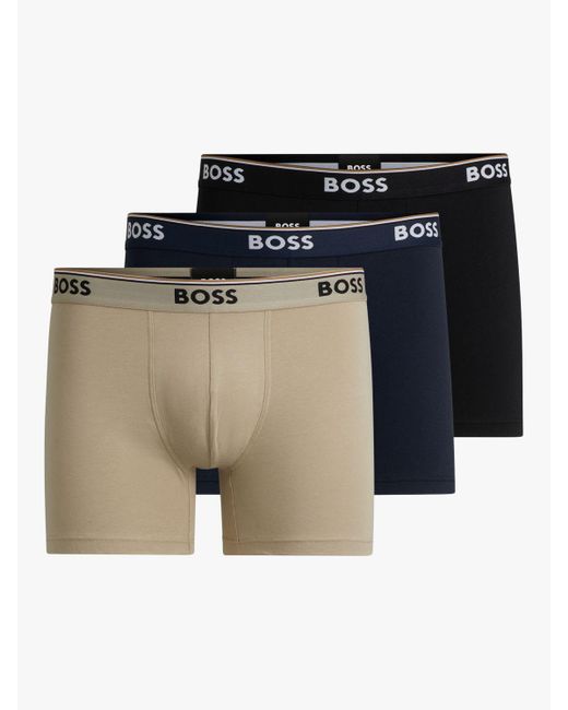 Boss Blue Boss Logo Waist Cotton Stretch Boxer Shorts for men