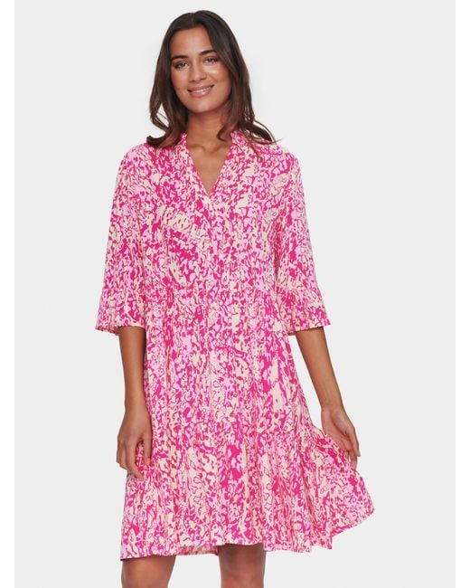 Saint Tropez Pink Eda Knee Length Half Sleeve Dress