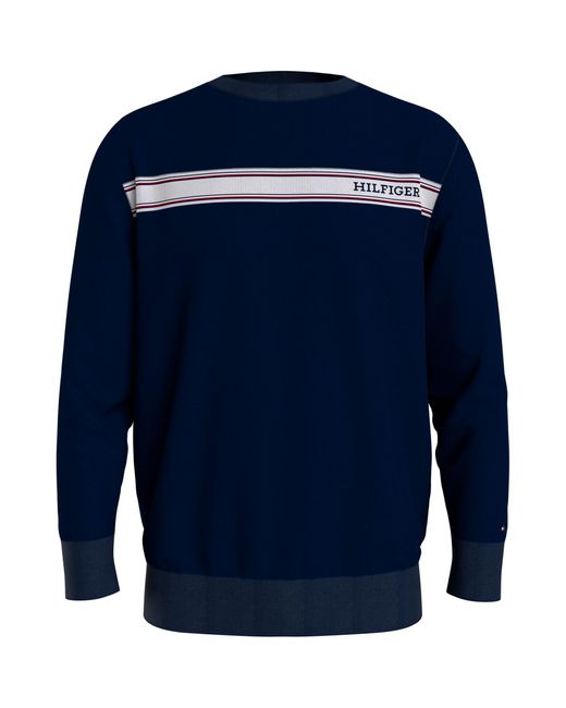 Tommy Hilfiger Blue Track Stripe Lounge Sweatshirt for men