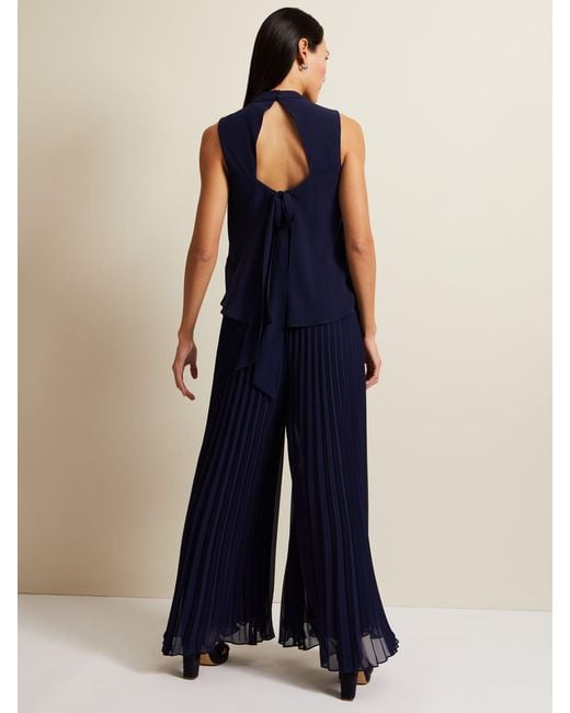 Phase Eight Blue Eden Pleated Jumpsuit