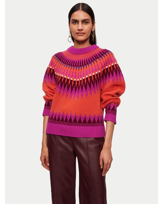 Jigsaw Merino Fairisle Jumper in Red Lyst UK
