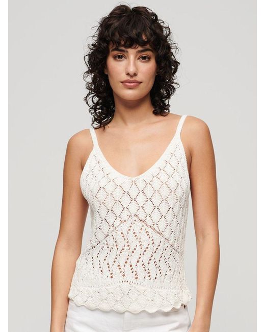 Superdry White Crochet Cami Top
