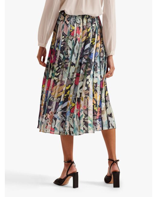 Ted Baker Multicolor Cornina Floral Print Pleated Midi Skirt