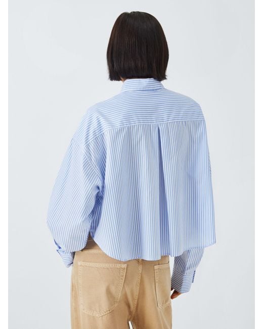 Rag & Bone Blue Beatrice Stripe Cropped Shirt