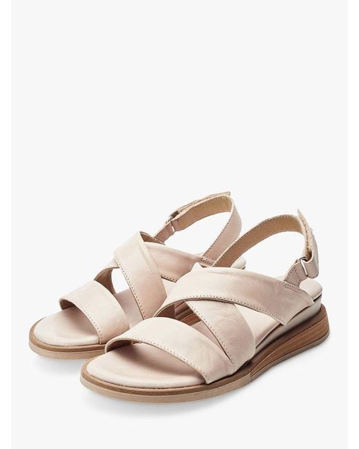 Moda In Pelle Natural Shoon Iranna Leather Low Wedge Sandals