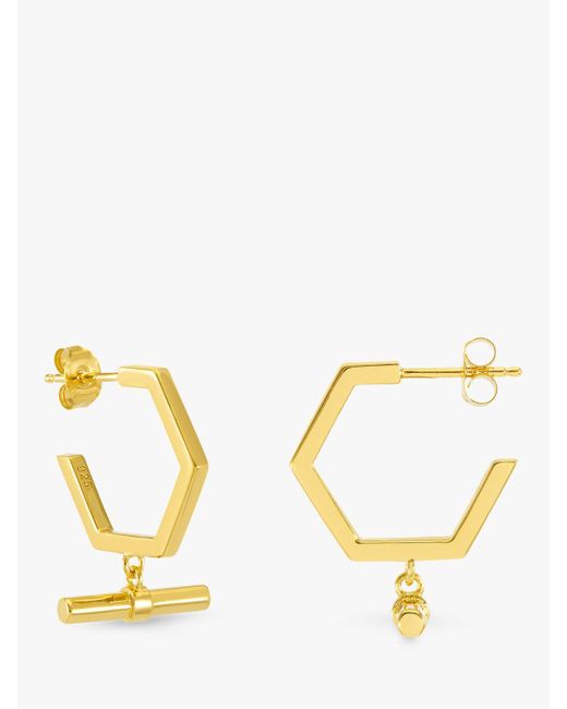 Rachel Jackson Metallic Hexagon T-bar Hoop Earrings