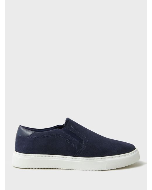 Crew Blue Slip On Suede Trainers for men