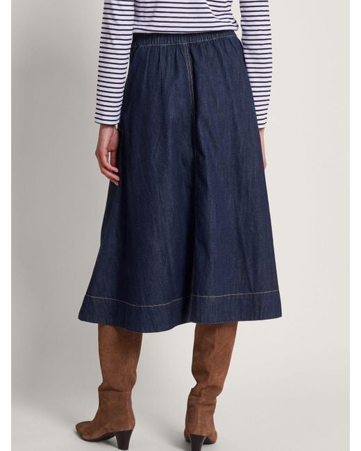 Monsoon Blue Harper Midi Denim Skirt