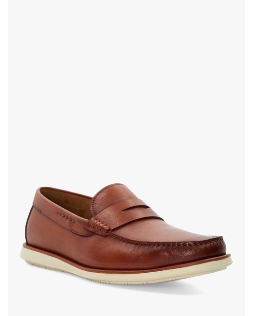Dune Brown Berkly Leather Loafers for men