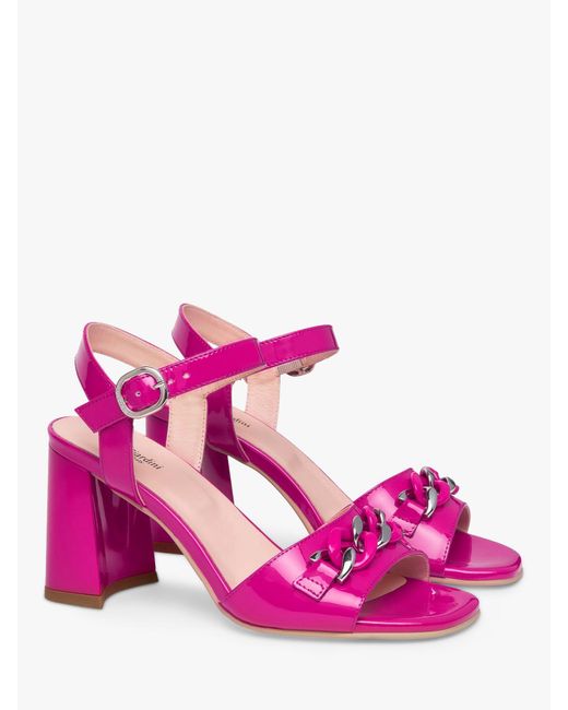 Nero Giardini Pink Glamour Chain Detail Block Heel Leather Sandals