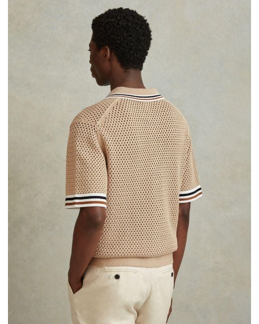 Reiss Natural Coulson Short Sleeve Crochet Tipped Shirt for men