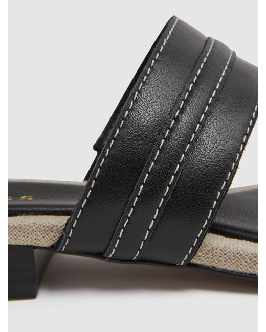 Reiss Black Quinn Leather Thong Sandals