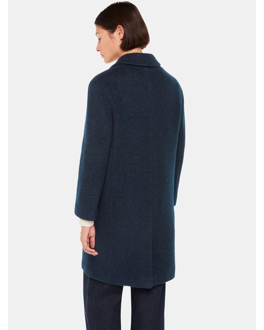 Whistles Blue Fran Boucle Wool Coat