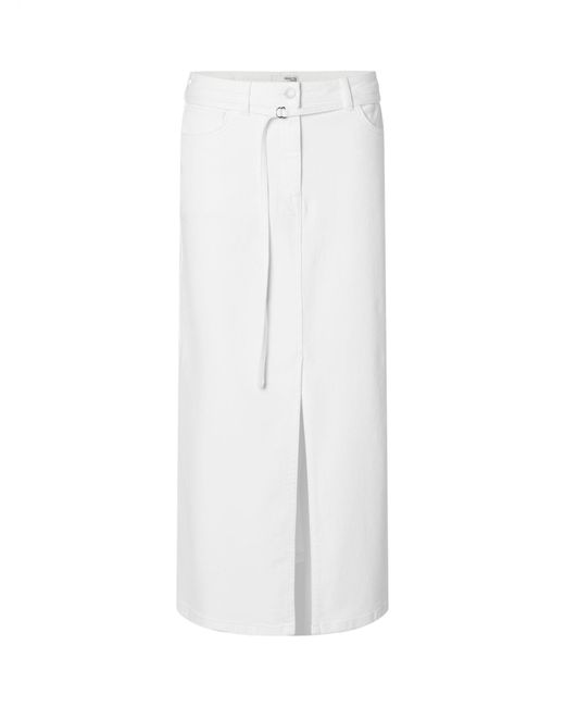 SELECTED White Lexia Denim Midi Skirt