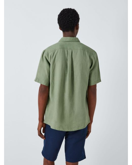 John Lewis Green Linen Short Sleeve Shirt for men