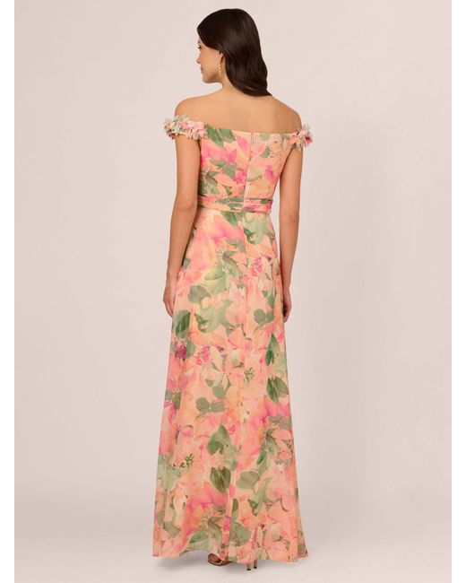 Adrianna Papell Pink Floral Chiffon Maxi Dress
