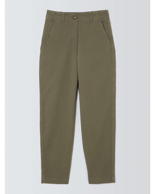 John Lewis Green Tapered Cotton Blend Chino Trousers