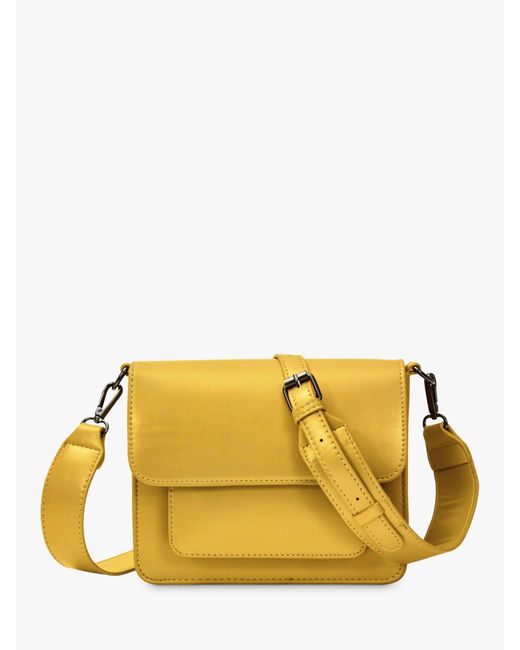 Hvisk Yellow Cayman Pocket Structure Smooth Cross Body Bag