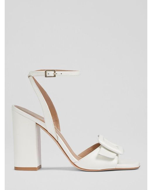LK Bennett Florance Leather Block Heel Sandals in White | Lyst UK