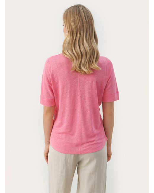 Part Two Pink Curlies Linen V-neck T-shirt