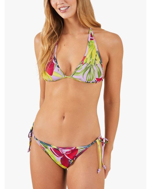 Accessorize Green Banana Print Reversible Triangle Bikini Top