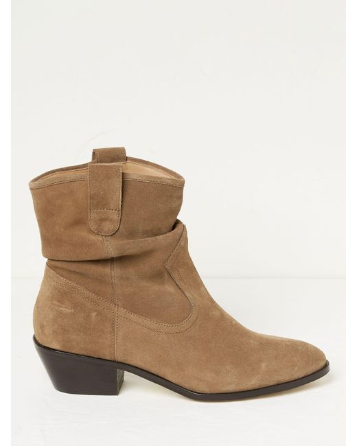 FatFace Brown Polly Suede Western Ankle Slouch Boots