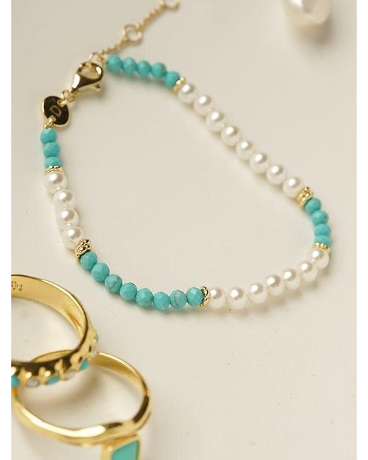 Daisy London Blue Pearl And Turquoise Beaded Bracelet