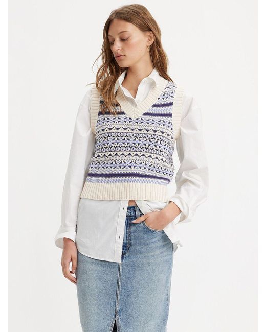 Levi's White Brynn Sweater Vest