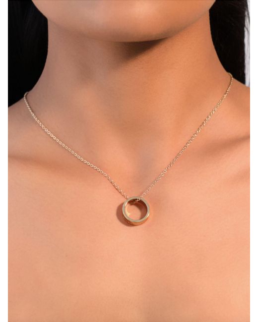 Ralph Lauren White Lauren Script Logo Ring Pendant Necklace