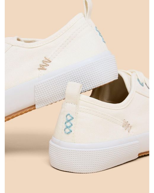 White Stuff Natural Pippa Canvas Lace Up Trainers