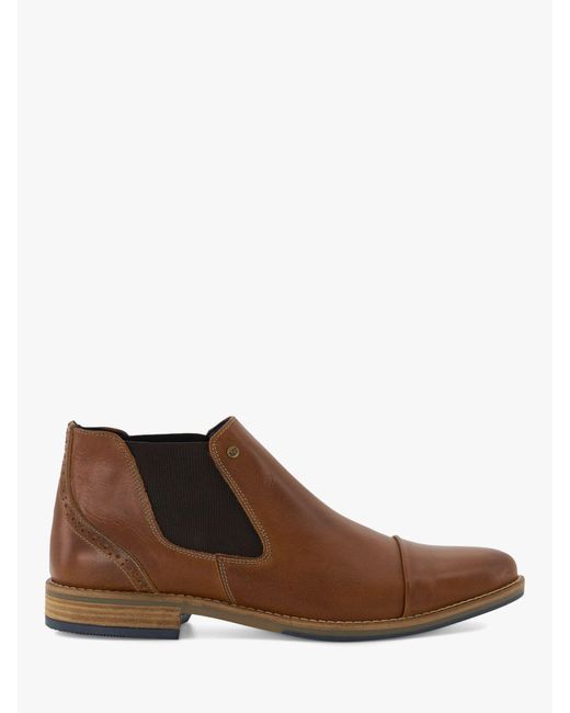 Dune Brown Chilean Leather Chelsea Boots for men